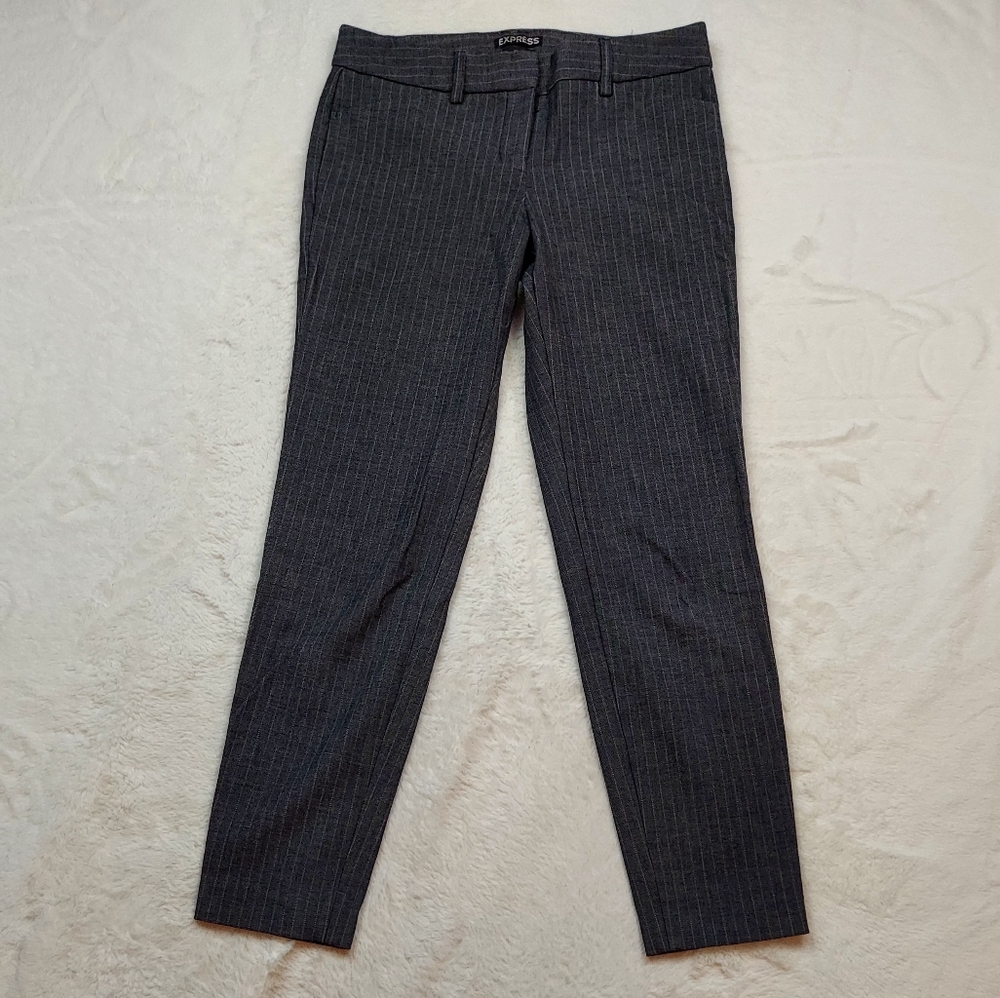 Express Editor Mid Rise Gray Pin Stripe Dress Pants Size 0R - Picture 2 of 13